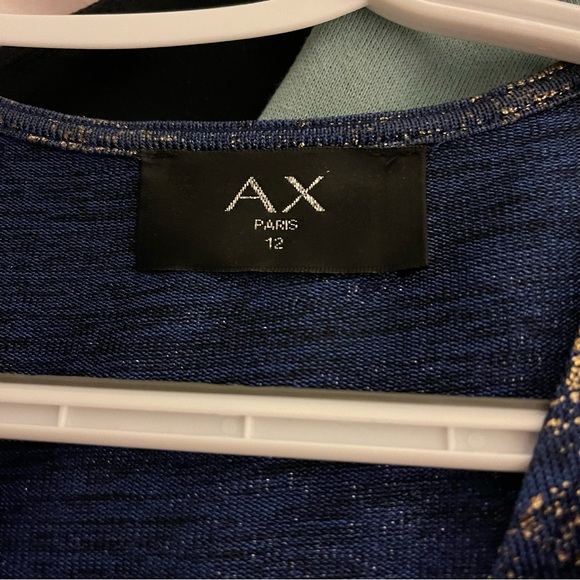 ASOS AX PARIS knot metallic gold navy dress - Picture 2 of 4